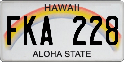 HI license plate FKA228