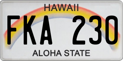 HI license plate FKA230