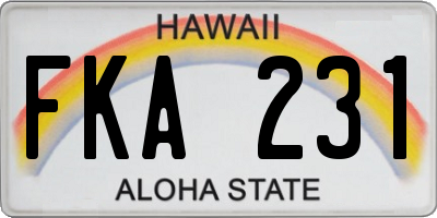 HI license plate FKA231