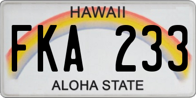 HI license plate FKA233