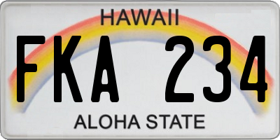 HI license plate FKA234