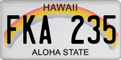 HI license plate FKA235