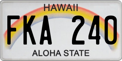 HI license plate FKA240