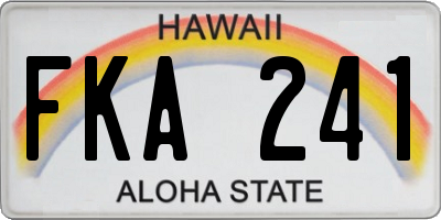 HI license plate FKA241