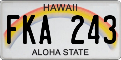 HI license plate FKA243