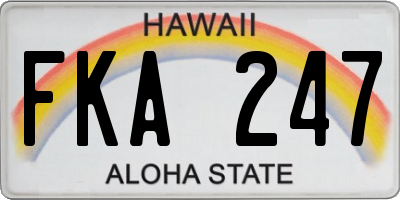 HI license plate FKA247