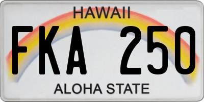 HI license plate FKA250