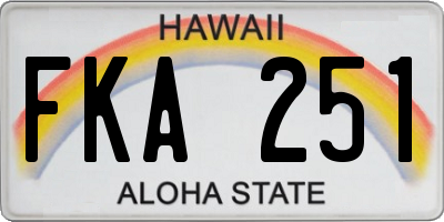 HI license plate FKA251