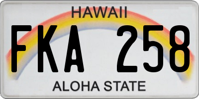 HI license plate FKA258