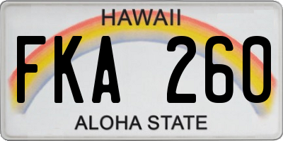 HI license plate FKA260