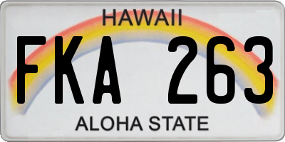 HI license plate FKA263