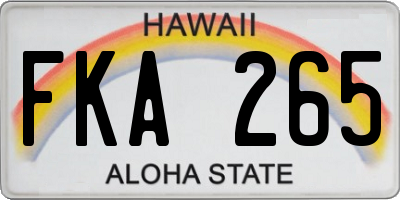 HI license plate FKA265