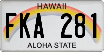 HI license plate FKA281