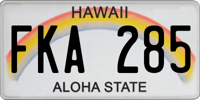 HI license plate FKA285