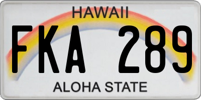 HI license plate FKA289