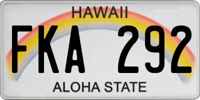 HI license plate FKA292