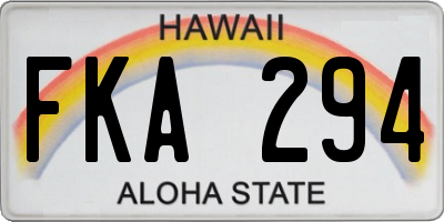 HI license plate FKA294