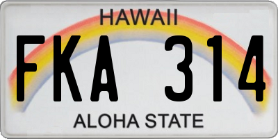HI license plate FKA314