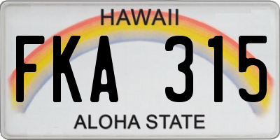 HI license plate FKA315