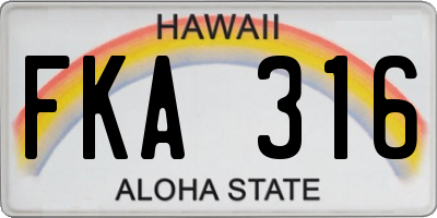 HI license plate FKA316