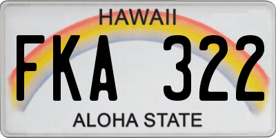 HI license plate FKA322