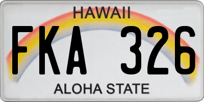 HI license plate FKA326