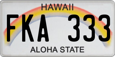 HI license plate FKA333