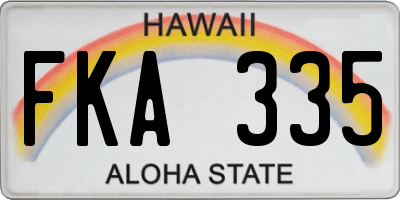 HI license plate FKA335