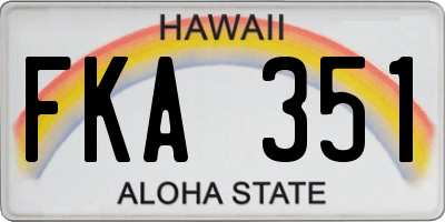 HI license plate FKA351