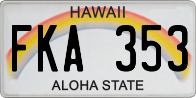HI license plate FKA353