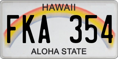 HI license plate FKA354