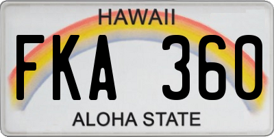 HI license plate FKA360