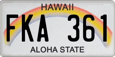 HI license plate FKA361