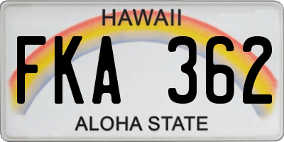 HI license plate FKA362