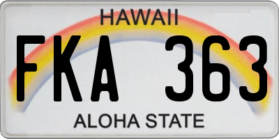 HI license plate FKA363