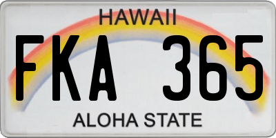 HI license plate FKA365