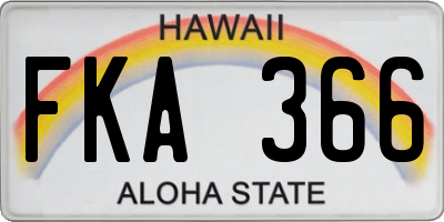 HI license plate FKA366