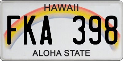 HI license plate FKA398