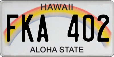 HI license plate FKA402