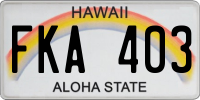 HI license plate FKA403