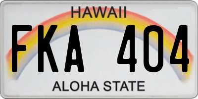 HI license plate FKA404
