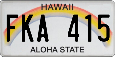 HI license plate FKA415