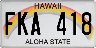 HI license plate FKA418