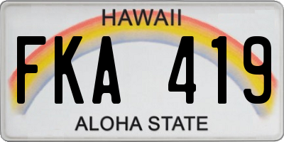 HI license plate FKA419