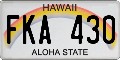 HI license plate FKA430