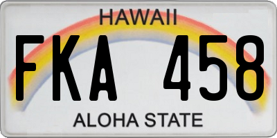 HI license plate FKA458
