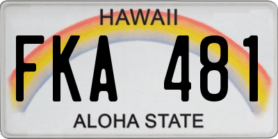HI license plate FKA481