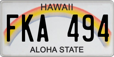 HI license plate FKA494