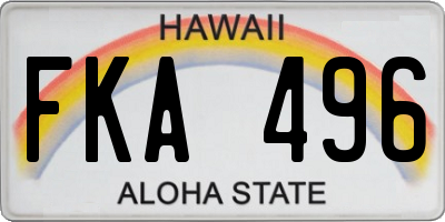 HI license plate FKA496