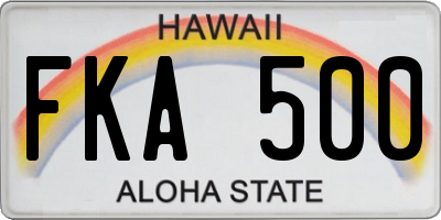 HI license plate FKA500